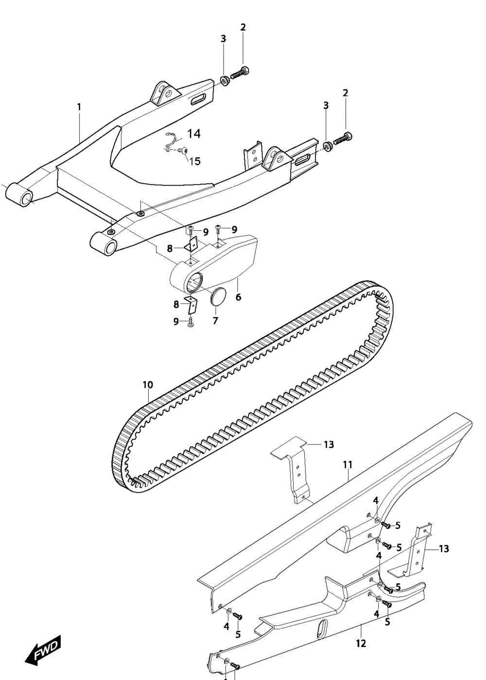 Schwinge hinten / Zahnriemen