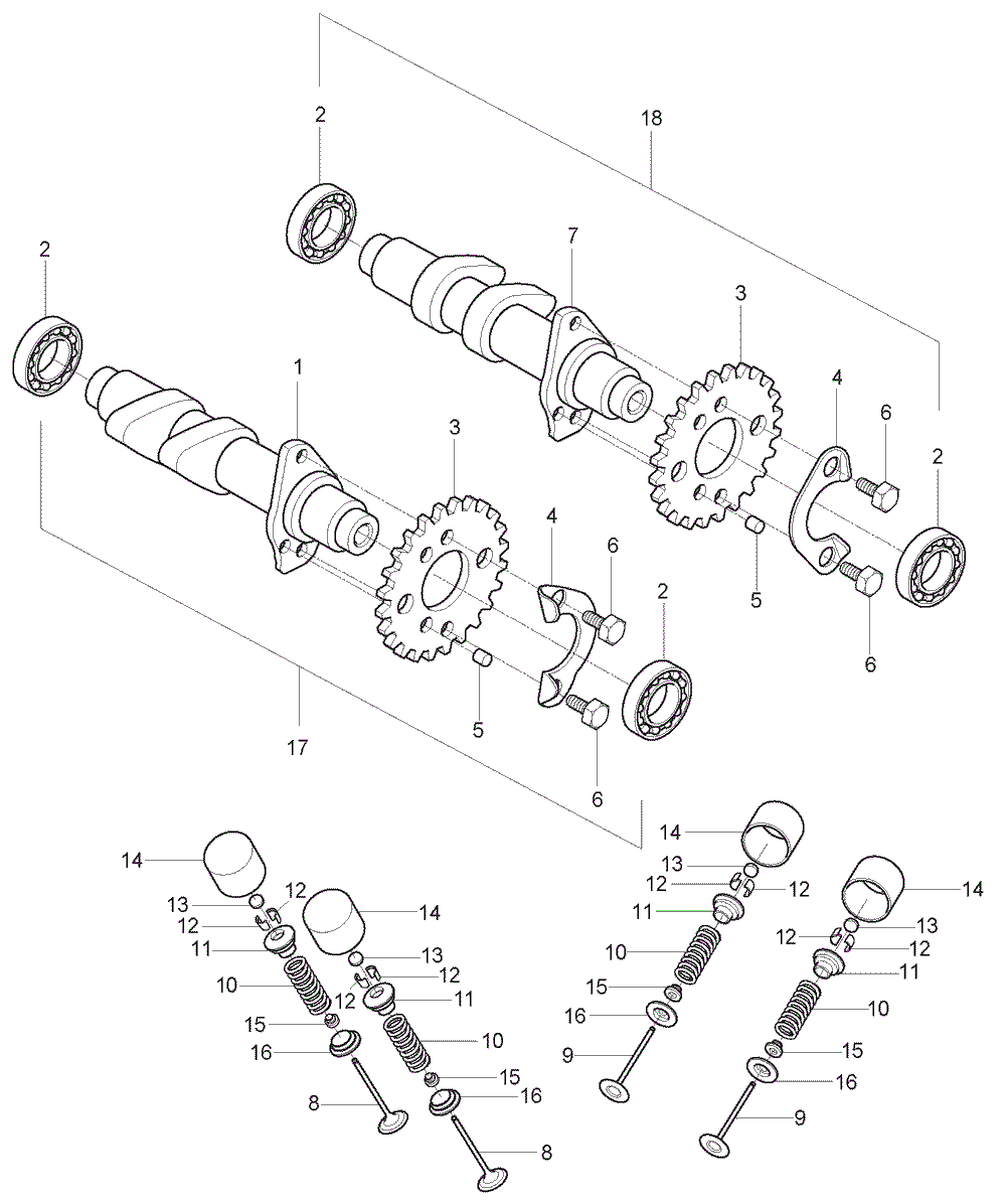 Nockenwellen / Ventiltrieb hinte