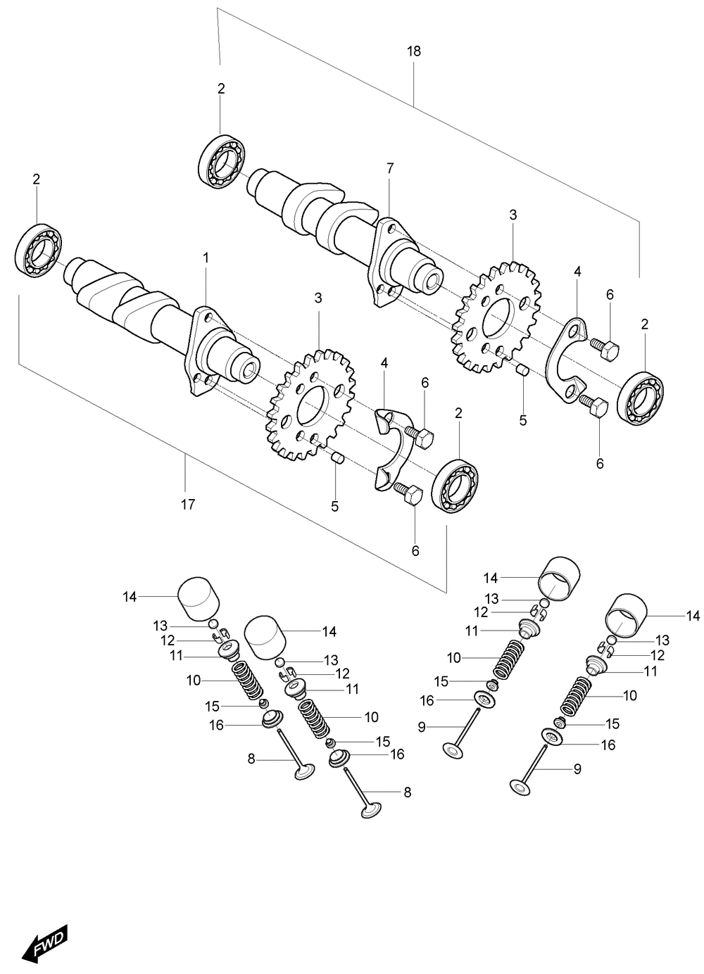 Nockenwellen / Ventiltrieb hinte