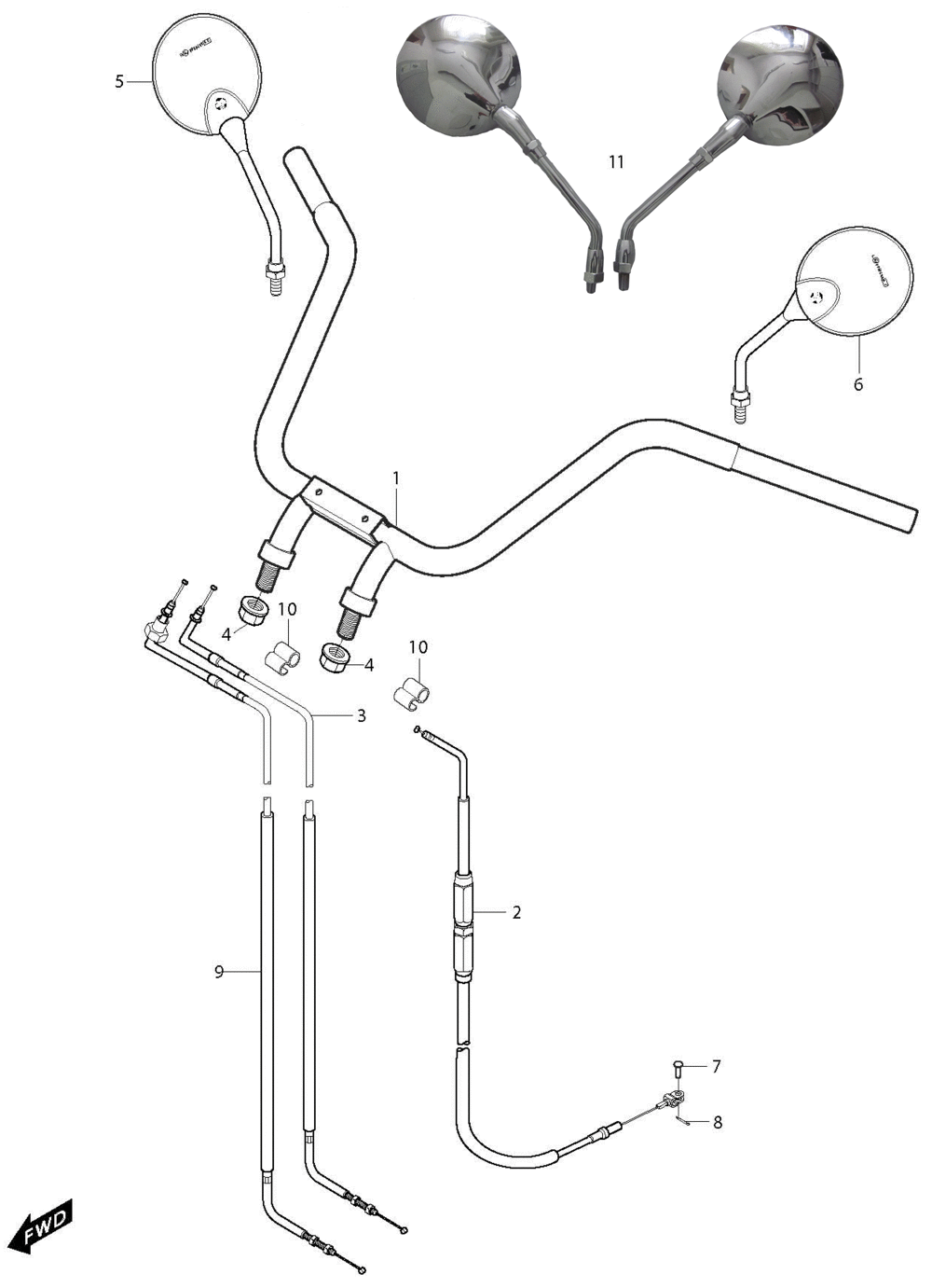 Lenker, Spiegel & Bowdenzüge