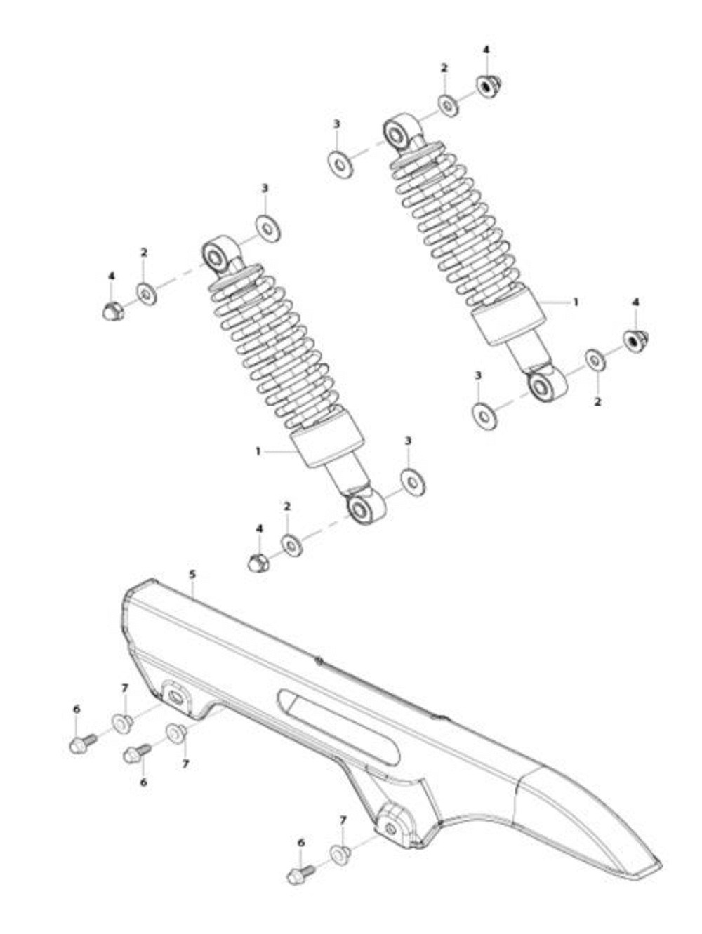 Federbein hinten & Kettenschutz