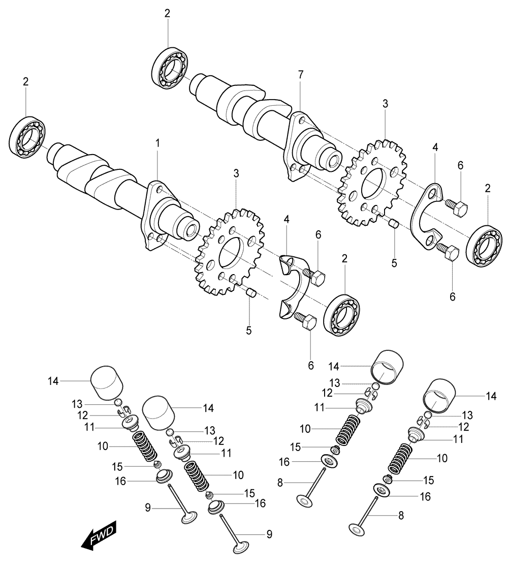 Nockenwellen / Ventiltrieb vorne