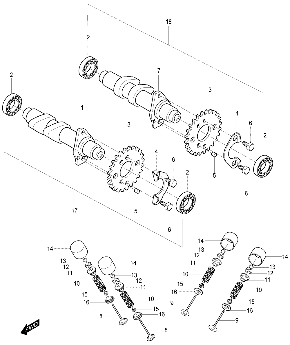 Nockenwellen / Ventiltrieb hinte