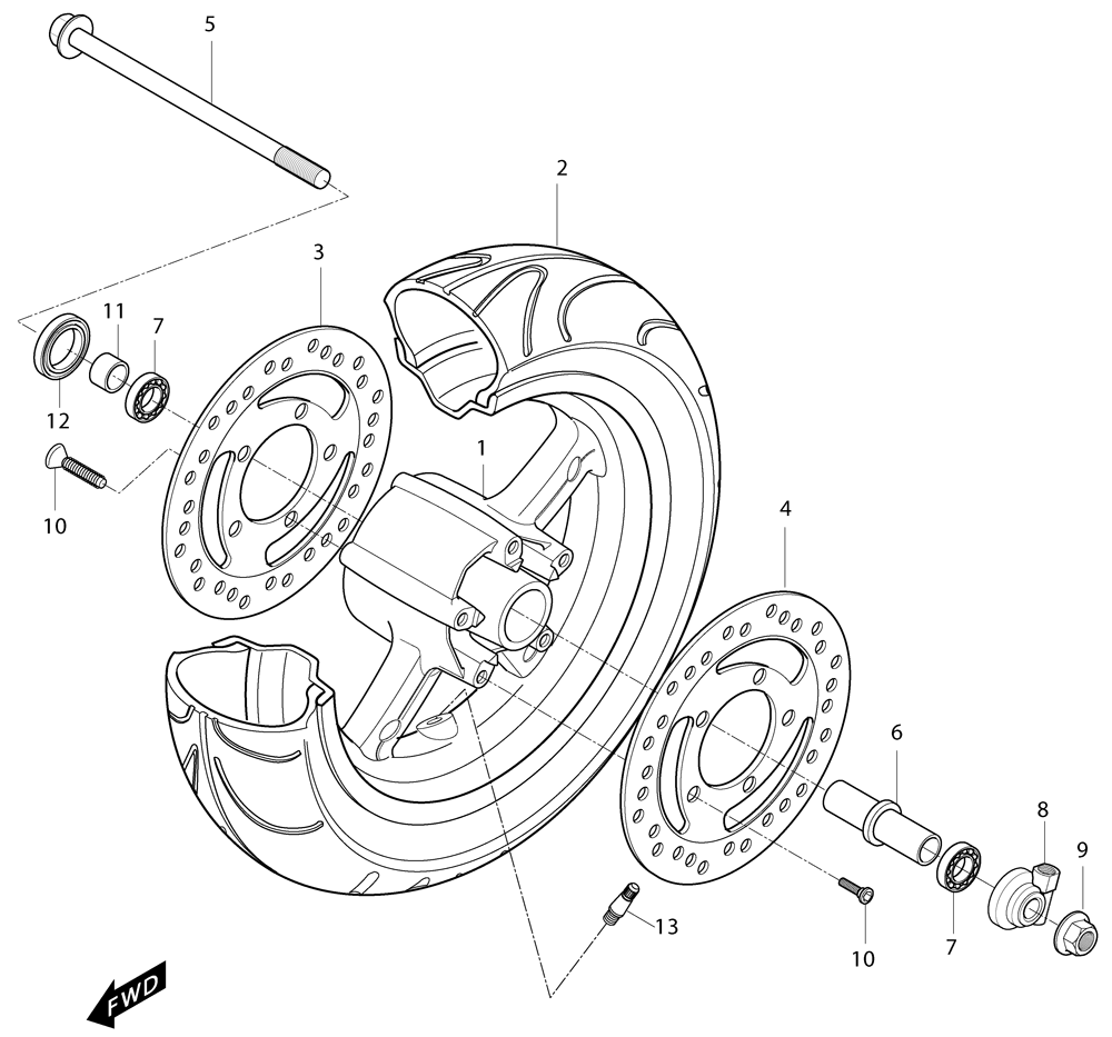 Vorderrad mit Bremsscheibe