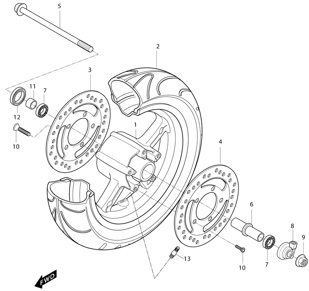 Vorderrad mit Bremsscheibe