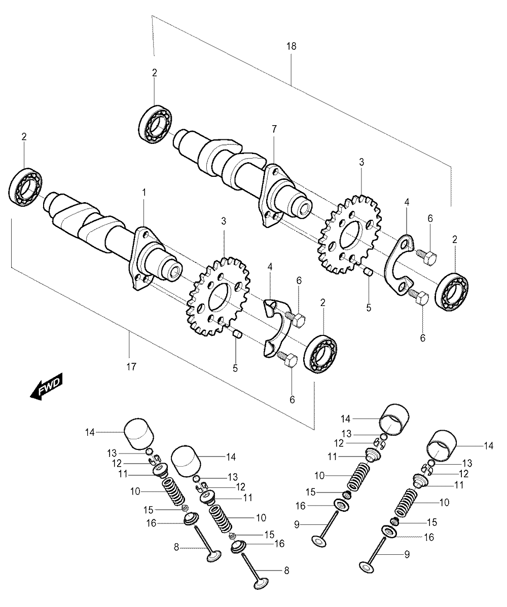 Nockenwellen / Ventiltrieb hinte